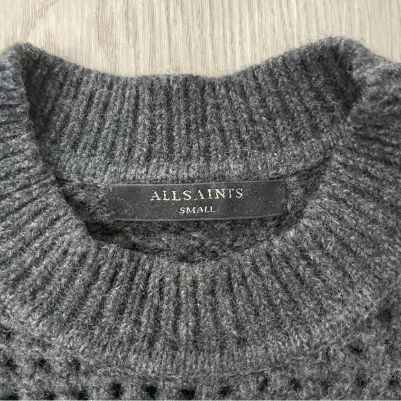 All Saints Eden Open Knit Sweater Marled Charcoal Gray - Picture 5 of 10